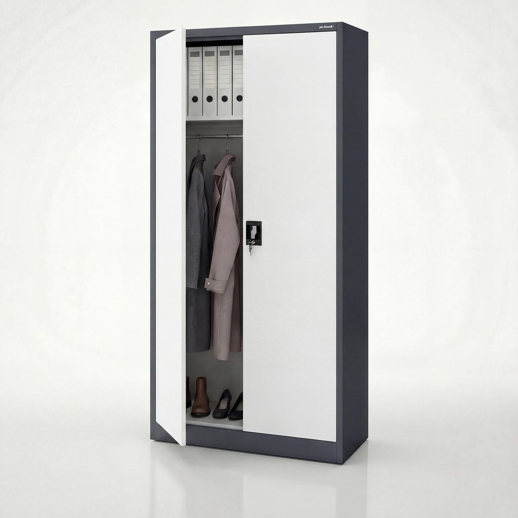 Metallschrank Aktenschrank Werkzeugschrank Umkleideschrank Spind Flügeltüren Kleiderstange Pulverbeschichtung Abschließbar 185x90x45 cm anthrazi...