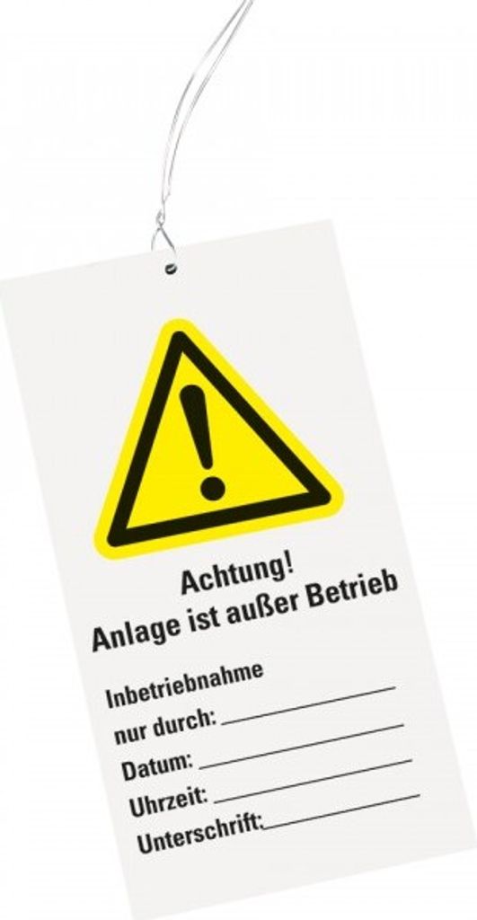Dreifke Wartungsanhänger Achtung! außer Betrieb, Kunststoff, 76x147mm, Kabel...