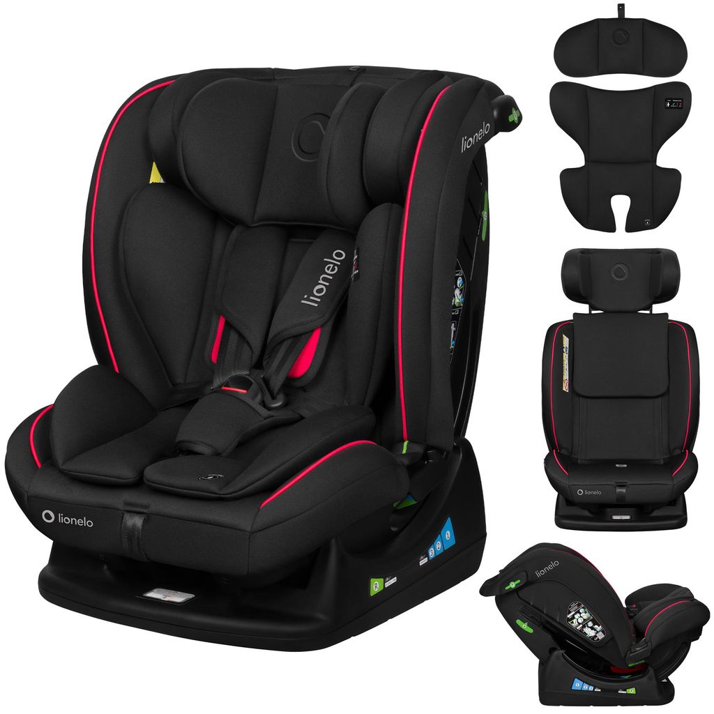 Lionelo Autokindersitz Aart i-Size ab Geburt bis 12 Jahre, 40-150 cm, Breiter Anpassungsbereich Ein zusätzlicher Seitenschutz R129/03 - Schwarz