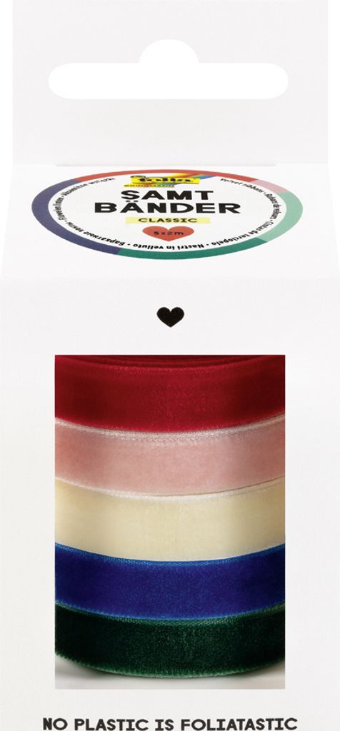 folia Samtbänder-Set CLASSIC farbig sortiert 5 Bänder á 2 Meter