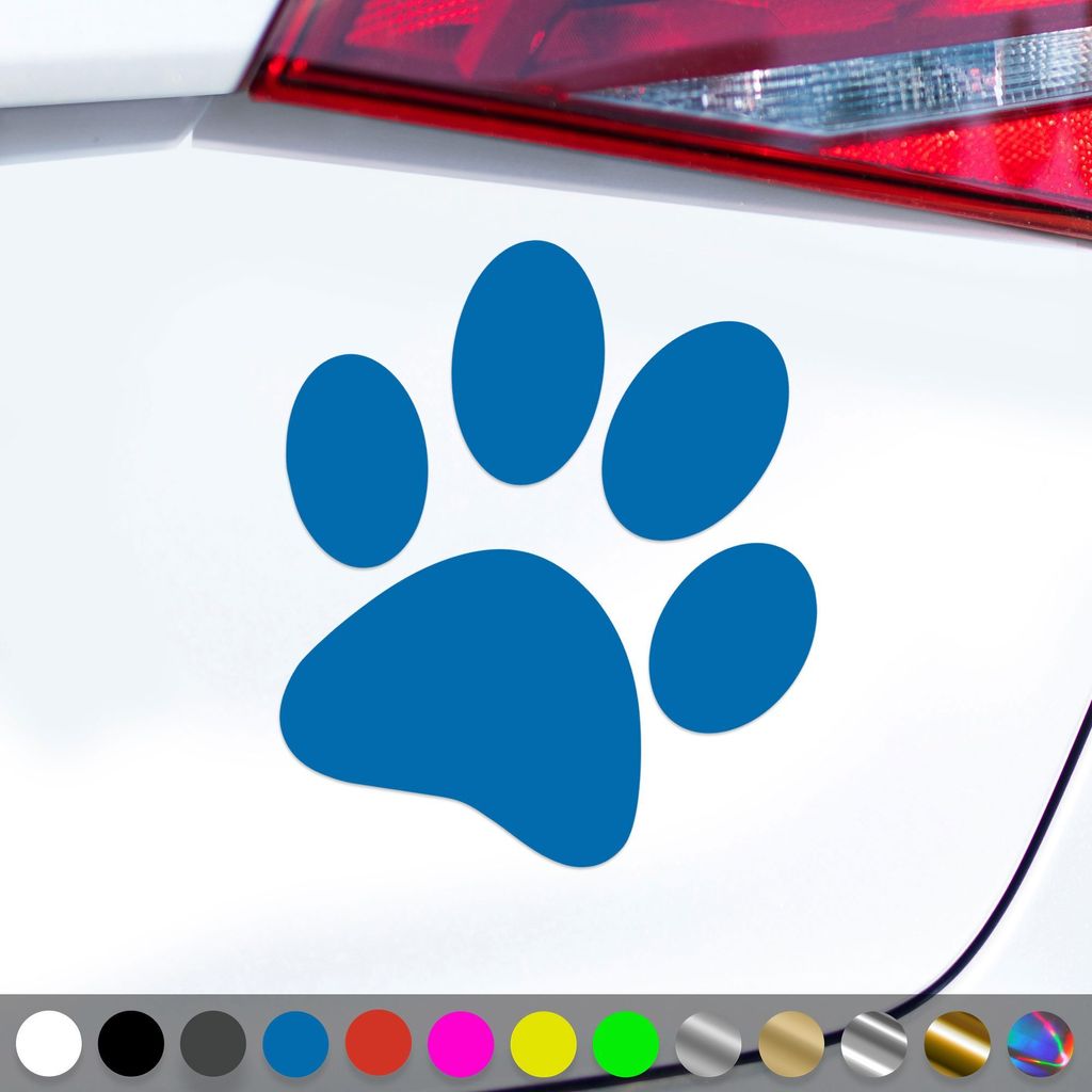 PantherPixel Hundepfoten Aufkleber Katzen Tiere Welpen Tatzen Sticker Auto Geschenkidee Farbe Blau