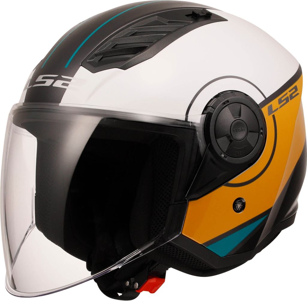 Jet Helm LS2 OF616 AIRFLOW II Cover Glänzend Weiß Braun größe XS