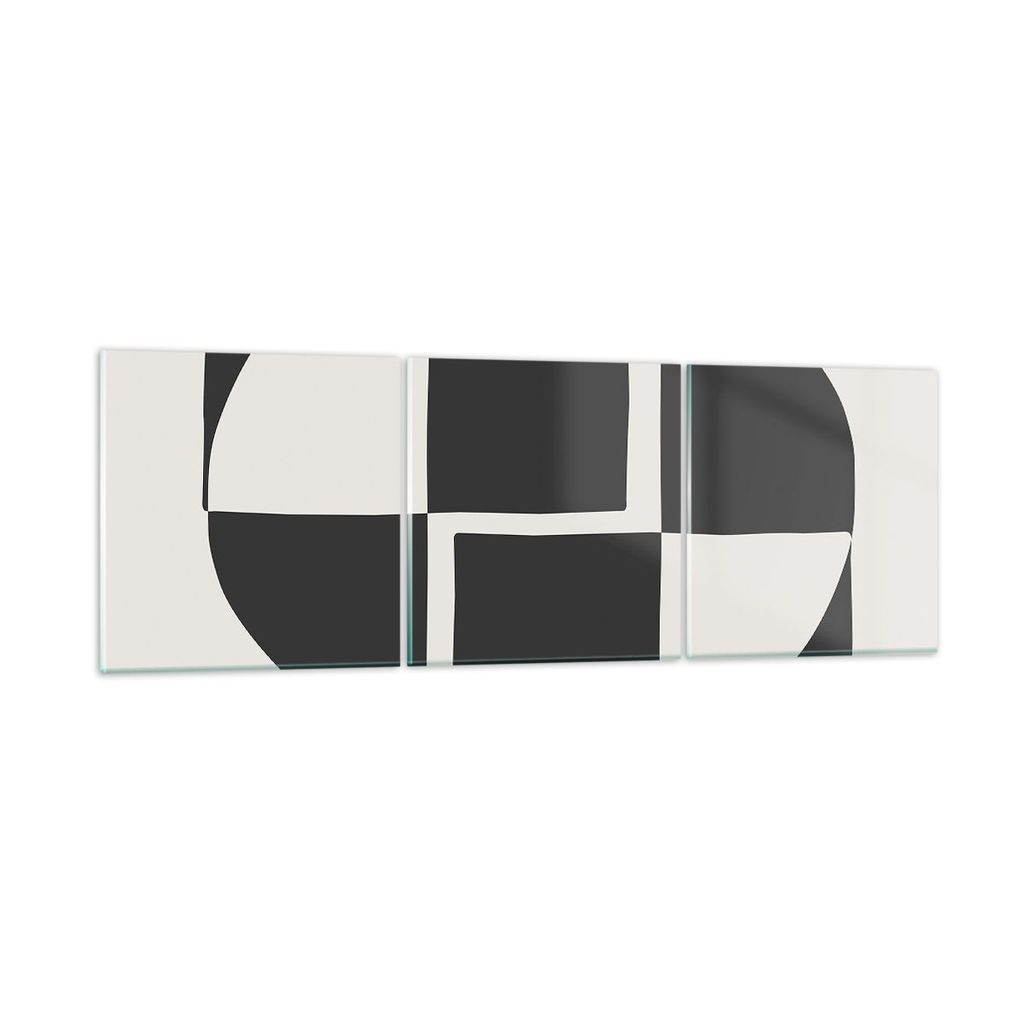 Bilder auf glas - 3 Teile - Abstraktion Kontrast Figuren - 150x50cm - Glasbilder - Wandbilder - Bilder - Wanddekoration aus Glas - Glas Bilder - Wa...
