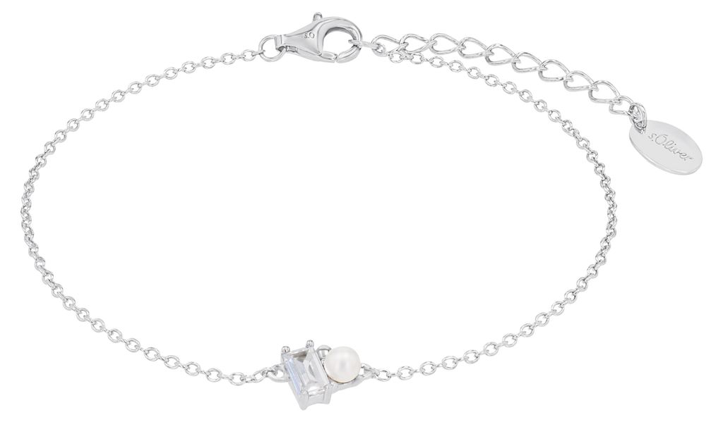 s.Oliver Damen Armband 2039697 Silber 925 synth. Zirkonia, Süßwasserzuchtperle
