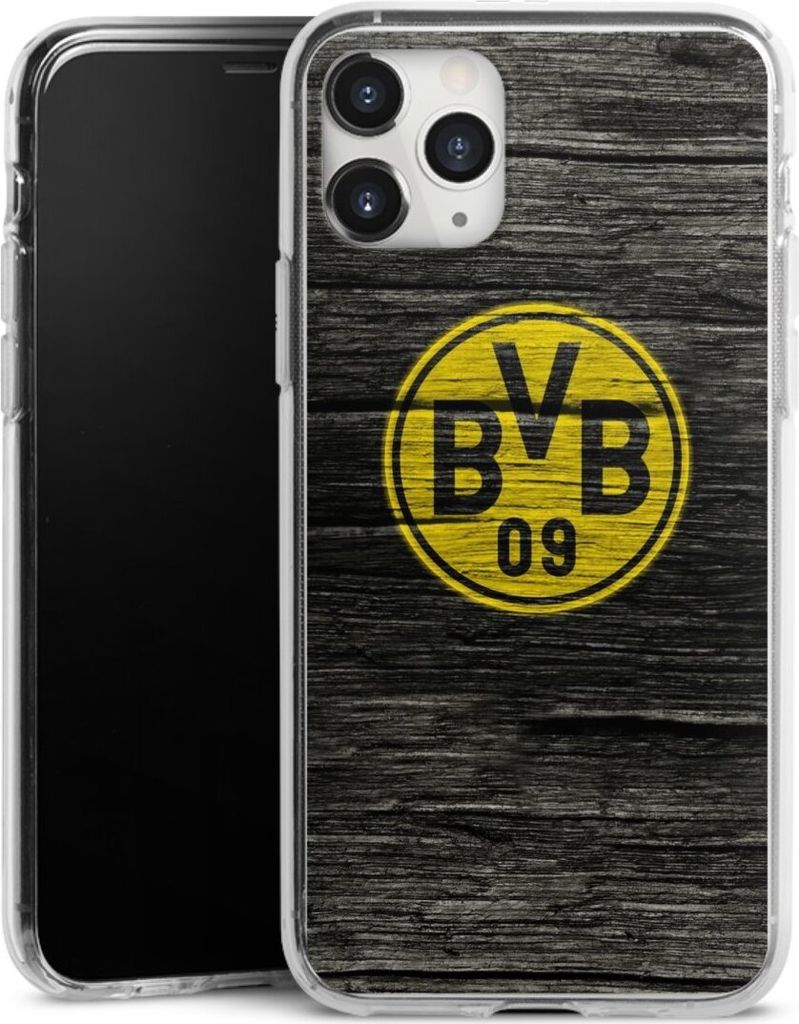 DeinDesign Handyhülle für Apple iPhone 11 Pro Max Silikon Hülle Case Smartphone Schutzhülle BVB Borussia Dortmund Holzoptik