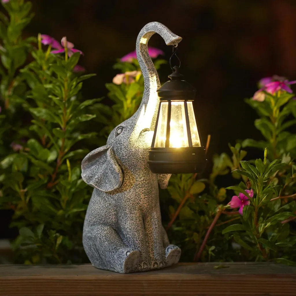 Statue de Jardin Éléphant Lumineuse - Éclairage Solaire LED Déco Extérieure
