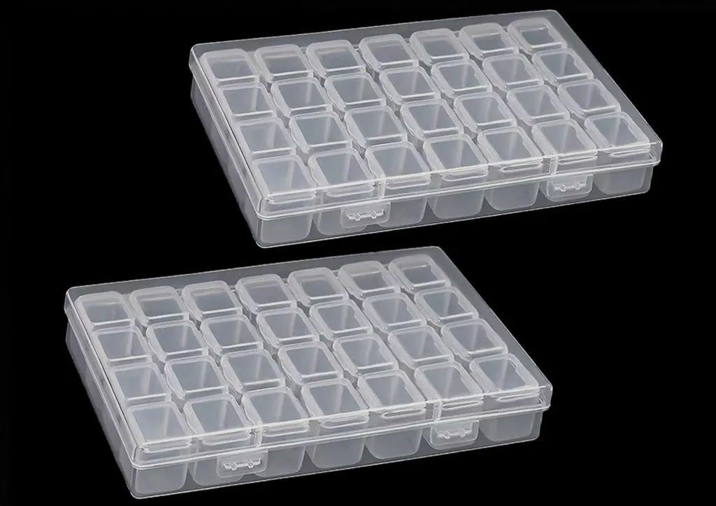 Lot de 2 Boîtes de Rangement Diamant Painting à 28 Compartiments