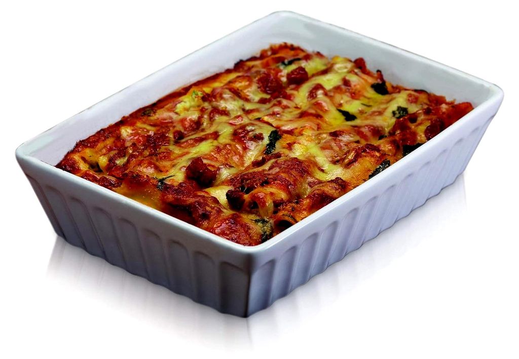 Lasagne-Schale, Cannelloni und Nudelauflauf, Steingut, 33 x 23 cm, Weiß