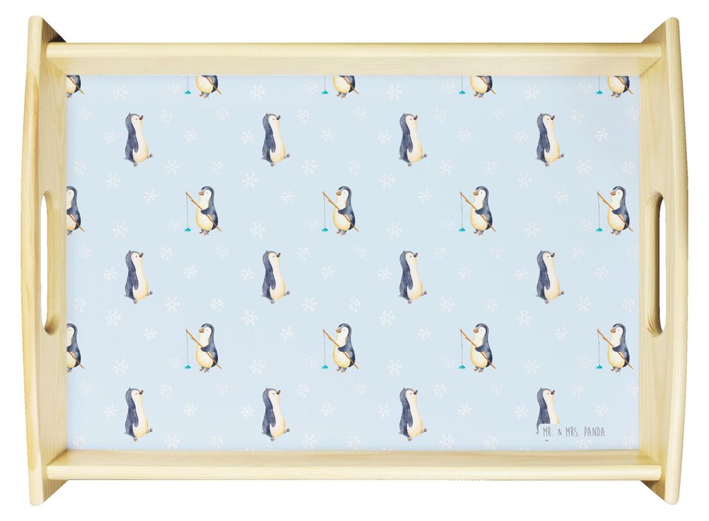 Mr. & Mrs. Panda Tablett Pinguin marschieren - Blau - Geschenk, Bruder, Dekotablett, Spazieren, Deko, Serviertablett, holz, Stolz, Sofa, Familie