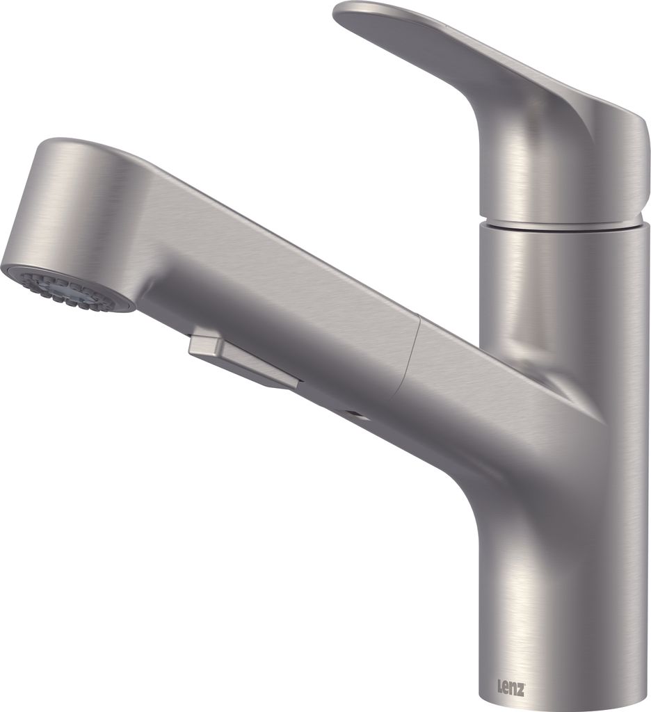 Lenz KOA Küchenarmatur Edelstahl, Einhebelmischer mit herausziehbarem Auslauf, Keramikkartusche, Anti-Fingerabdruck, Schnellmontage 46040811