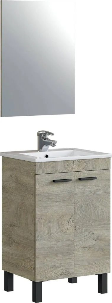 Mobile Bagno Moderno Habitdesign PM 50x40 Rovere Alaska con Specchio