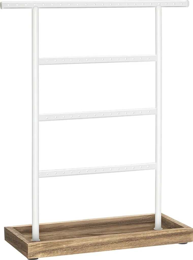 Présentoir bijoux bois blanc style rétro avec casiers de rangement hétéro
