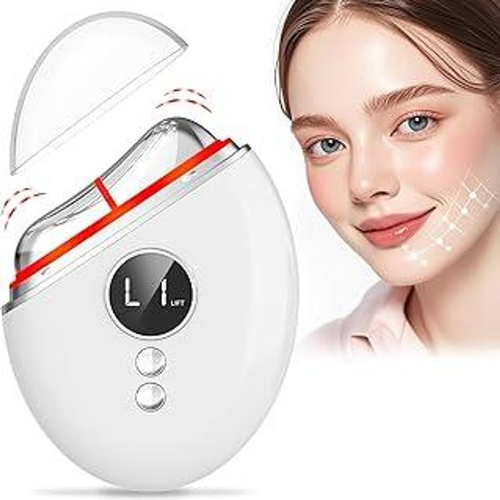 Lymphatische Gesichtsbürste, Robofun Lymphdrainage Massagegerät Elektrisch Gegen Falten mit Vibration & Wärme, Face Lifting Gerät mit Rotlicht,...