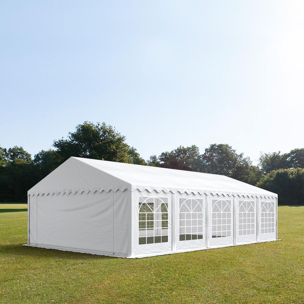TOOLPORT Partyzelt Festzelt 5x10 m Garten-Pavillon PVC Plane 700 N in weiß Wasserdicht