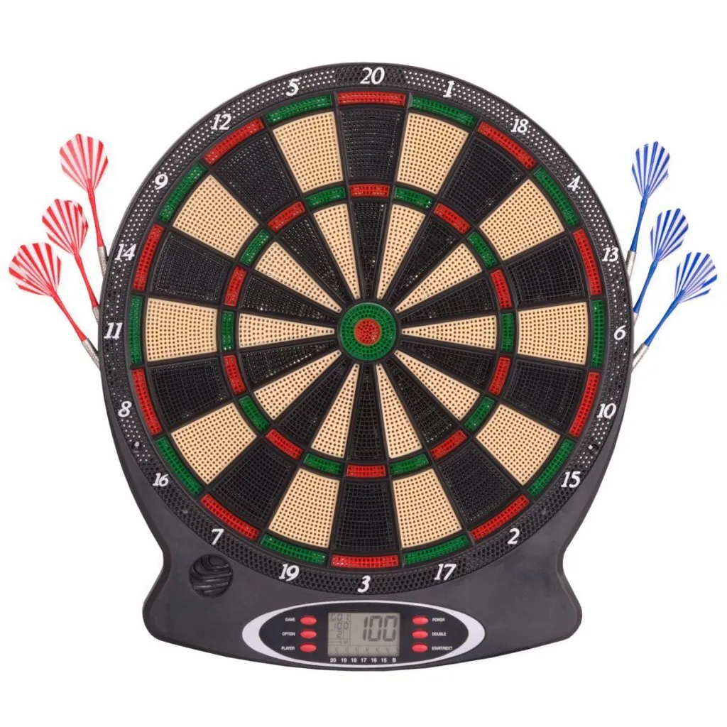 Cible fléchettes électronique 43cm ENERO : Scoring automatique et 6 fers