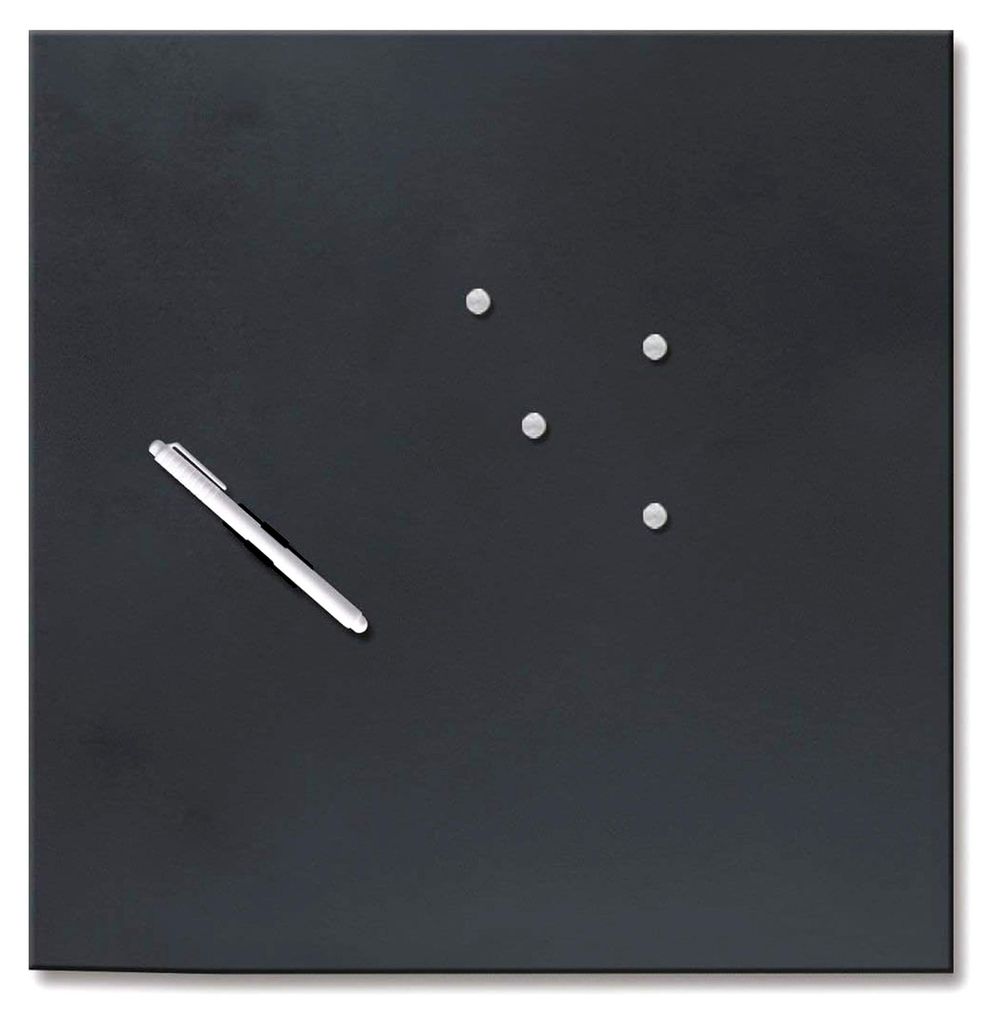 Memo Board MB- Magnet- und Schreibtafel aus Glas in schwarz (inklusiv Stift + Magnete) Black 50x50cm