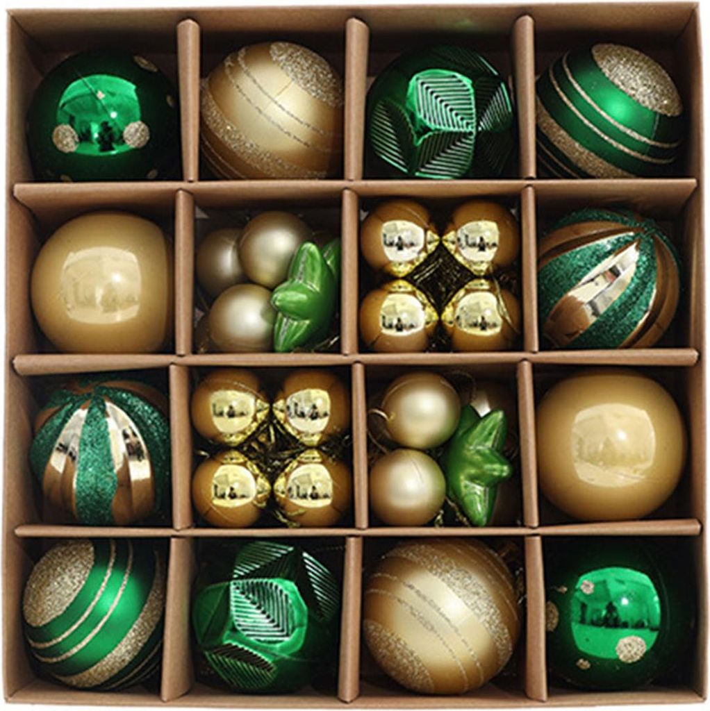 42-teiliges Set bemalter Weihnachtskugeln aus Kunststoff zum Aufhängen – bruchsicher, leicht und ideal für Weihnachtsbaum und Partys. Festliche...
