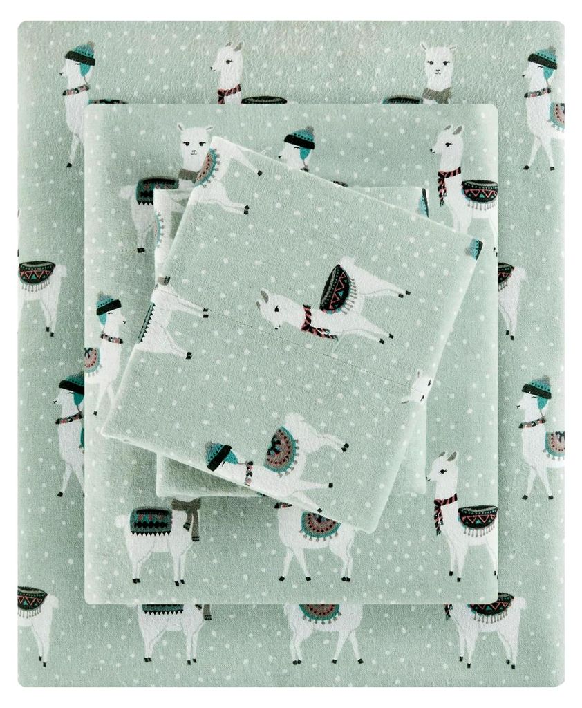 True North Flanell-Bettwäsche-Set, 100% Baumwolle, Motiv: Tiere, Sterne, für kaltes Wetter, Doppelbett, 3-teilig