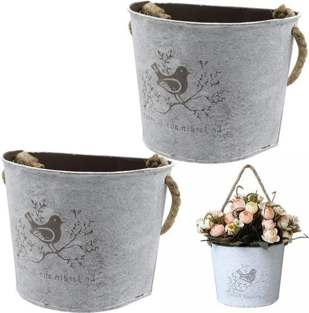 Jardinière suspendue demi-lune lot de 2 pots muraux pour balcon et salon
