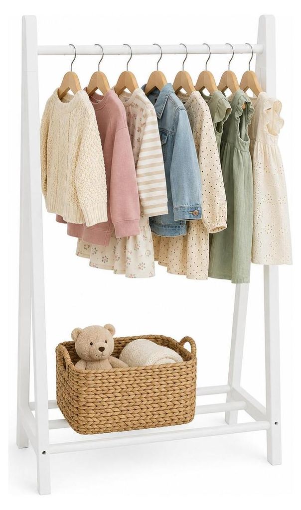 Een eenvoudige, witte kledinghanger voor kinderen Productafbeelding 