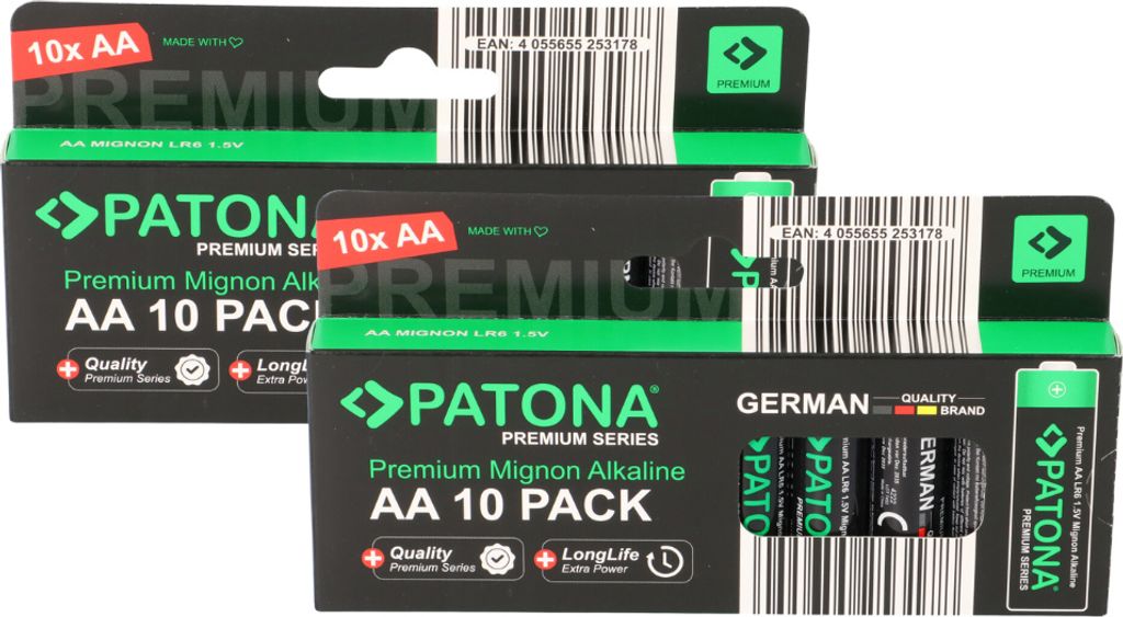 PATONA Premium 20x AA Batterien (2x10er) Pack 1,5V Alkaline