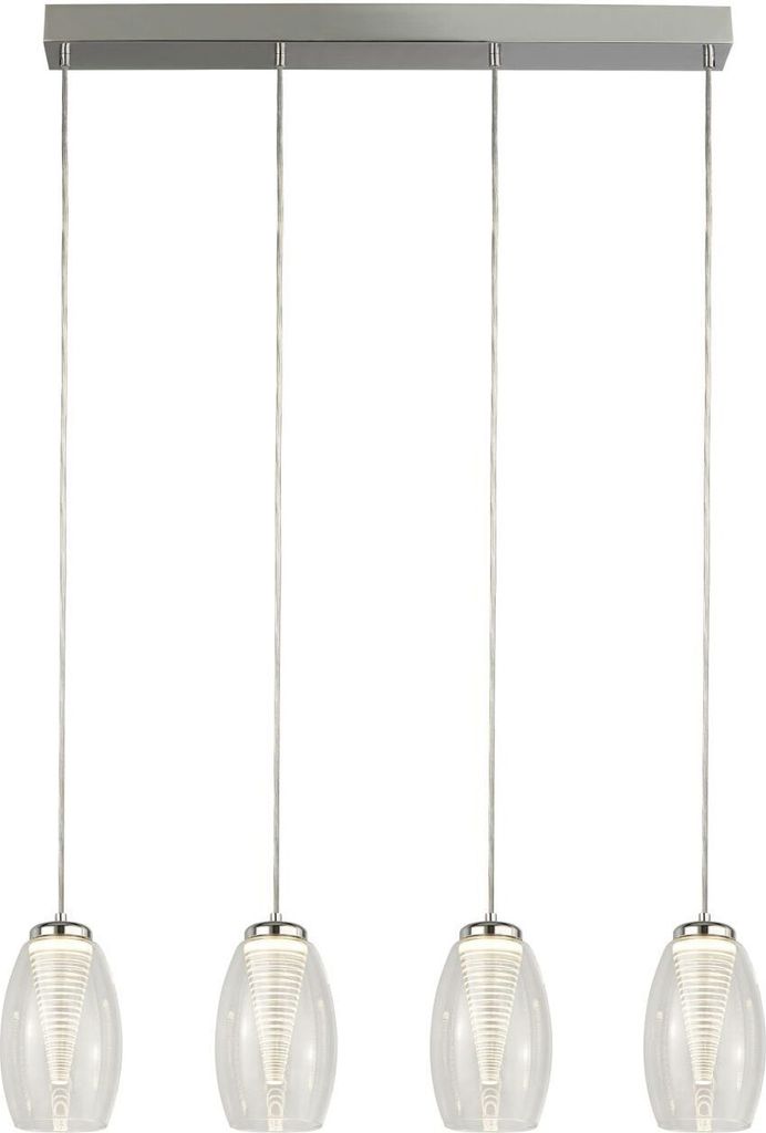 LED Hängelampe Metall H: max. 150 cm Chrom länglich Produktbild 