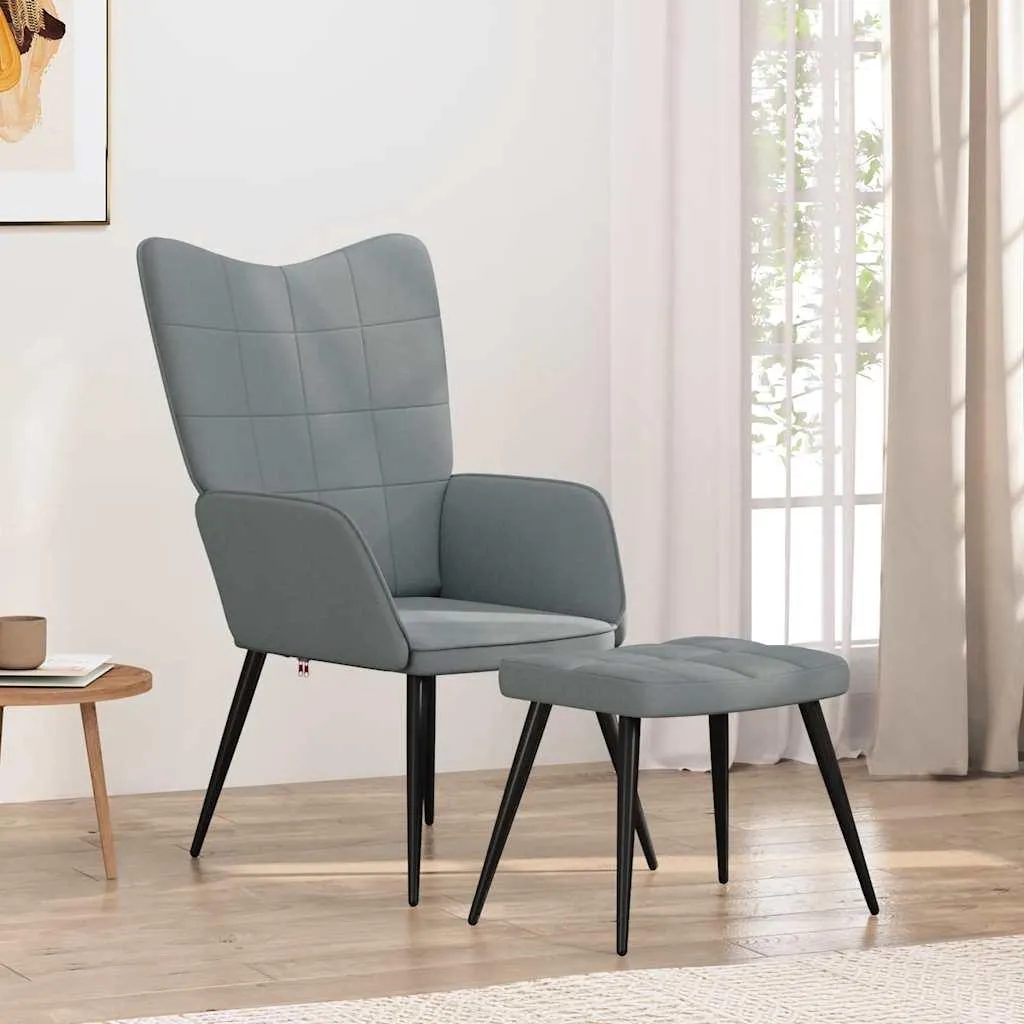 vidaXL Poltrona relax con sgabello in tessuto grigio chiaro
