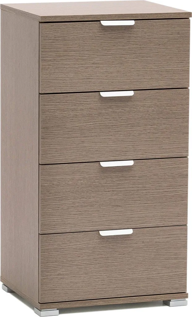 MilaniHome.it - cassettiera 4 cassetti per soggiorno cucina bagno fatto in Italia cm 45x38x85 hdi coloreRovere grigio