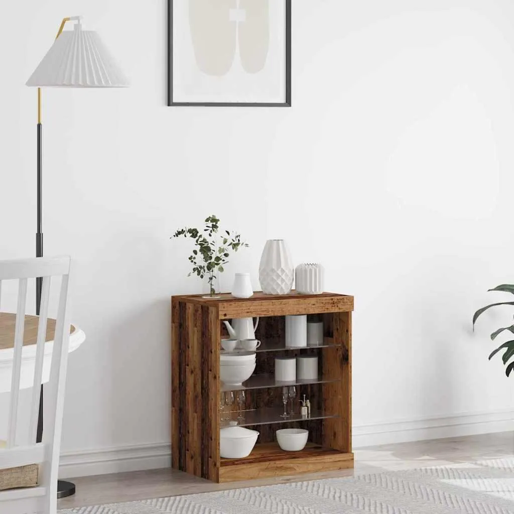 credenza vidaXL LED in legno recuperato 60,5 x 37 x 67 cm materiale a base di legno