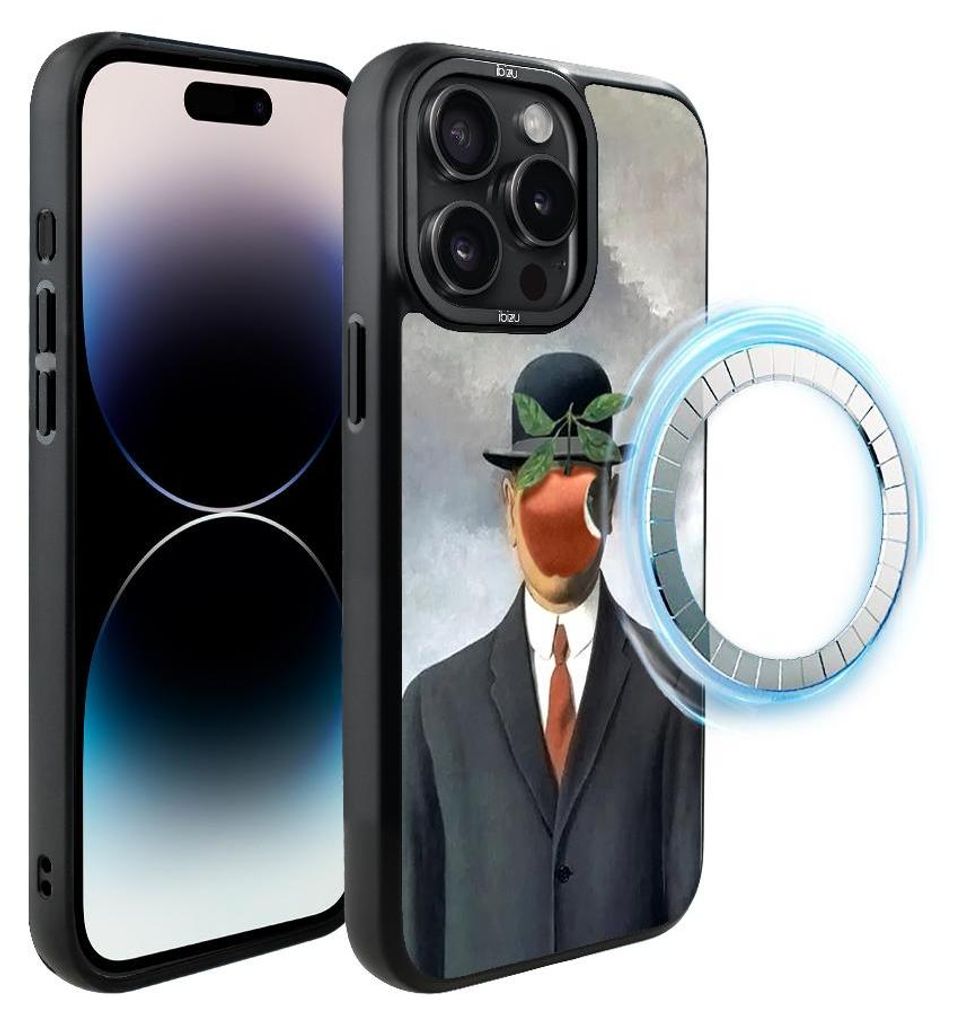 Schutzhülle für das iPhone 14 Pro, MagSafe-kompatibel, mattschwarze Seiten, Der Menschensohn, Gemälde von René Magritte
