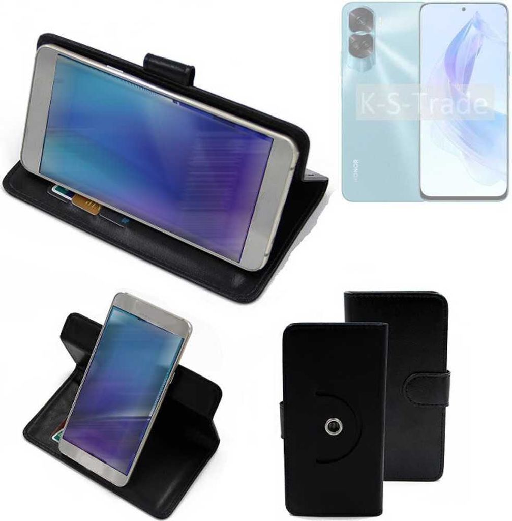K-S-Trade Case Schutzhülle Handyhülle kompatibel mit Honor 90 Lite Flipcase Smartphone Cover Handy Schutz Tasche Klapphülle Walletcase schwarz