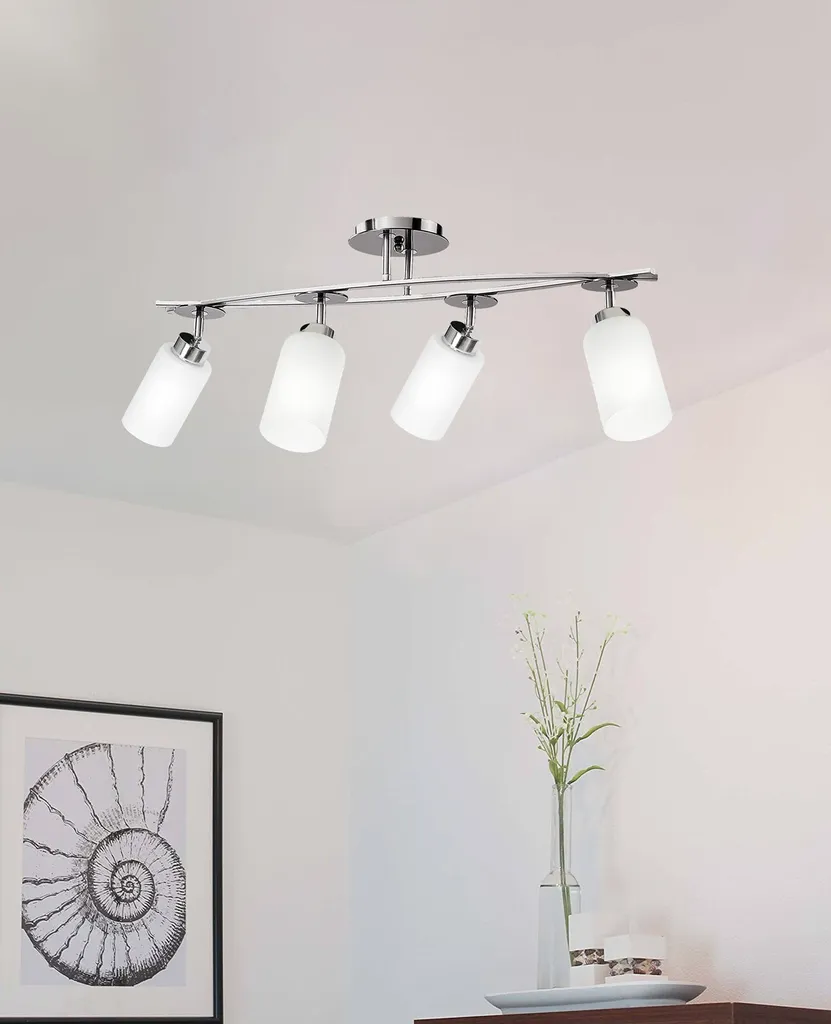 Plafonnier Tokio chrome et blanc avec diffuseur pour éclairage chic - 5