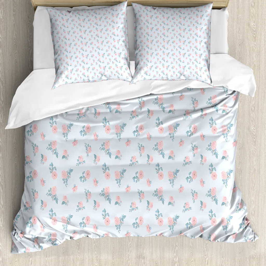 Linge de lit pour personnes allergiques 155x220 cm décor fleurs roses