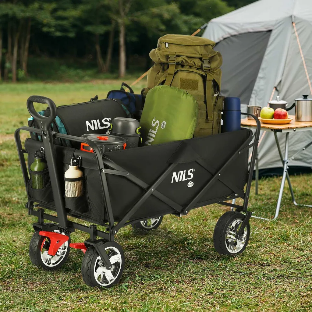Wagon pliable 120 L haute capacité avec structure acier renforcée