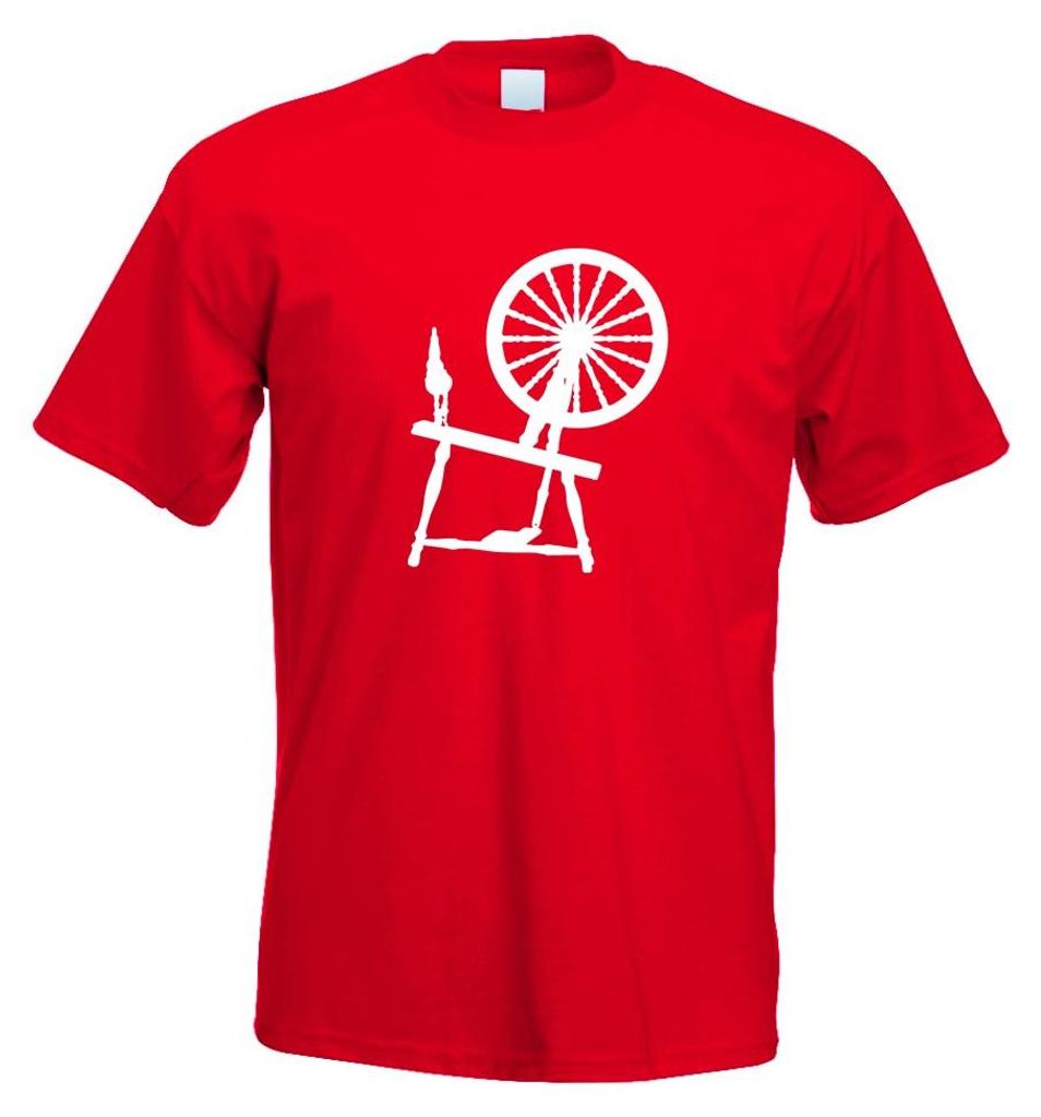 Kiwistar - T-Shirt - rot - Spinnrad Siljouette Motiv Bedruckt Funshirt Design Print - mit Motiv Bedruckt - Funshirt Design - Sport - Freizeit - Her...