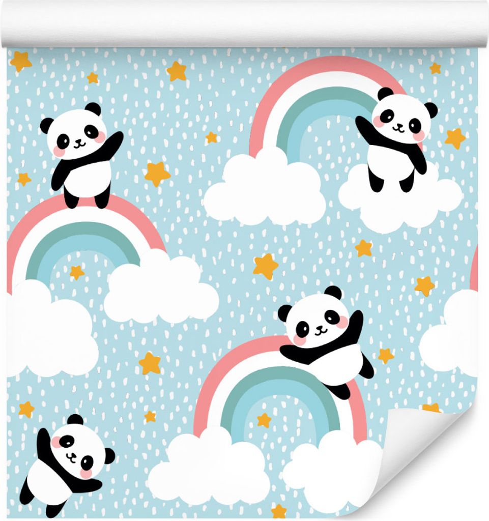 10m VLIES TAPETE Rolle Kinderzimmer Kinderzimmer Pandas Regenbogen XXL