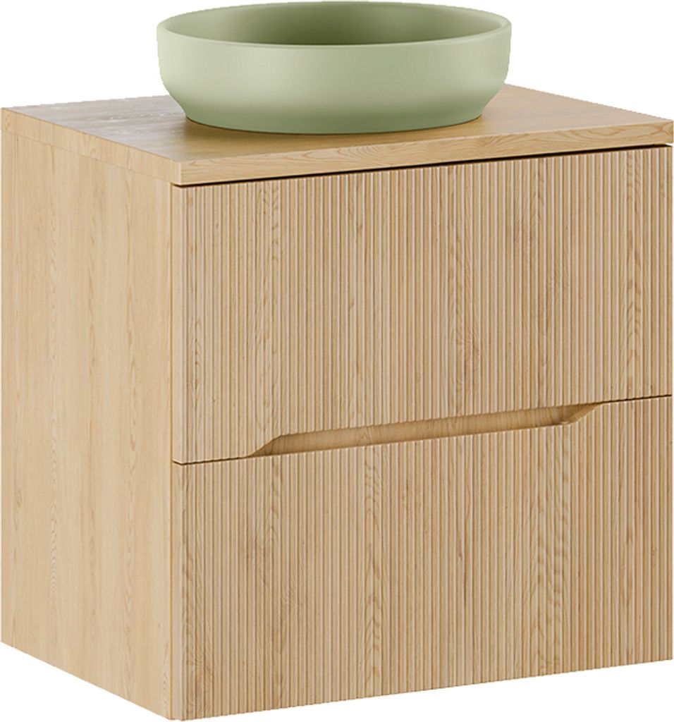 Waschtisch 60.6cm Isaline mit 2 Schubladen, Helle Eiche