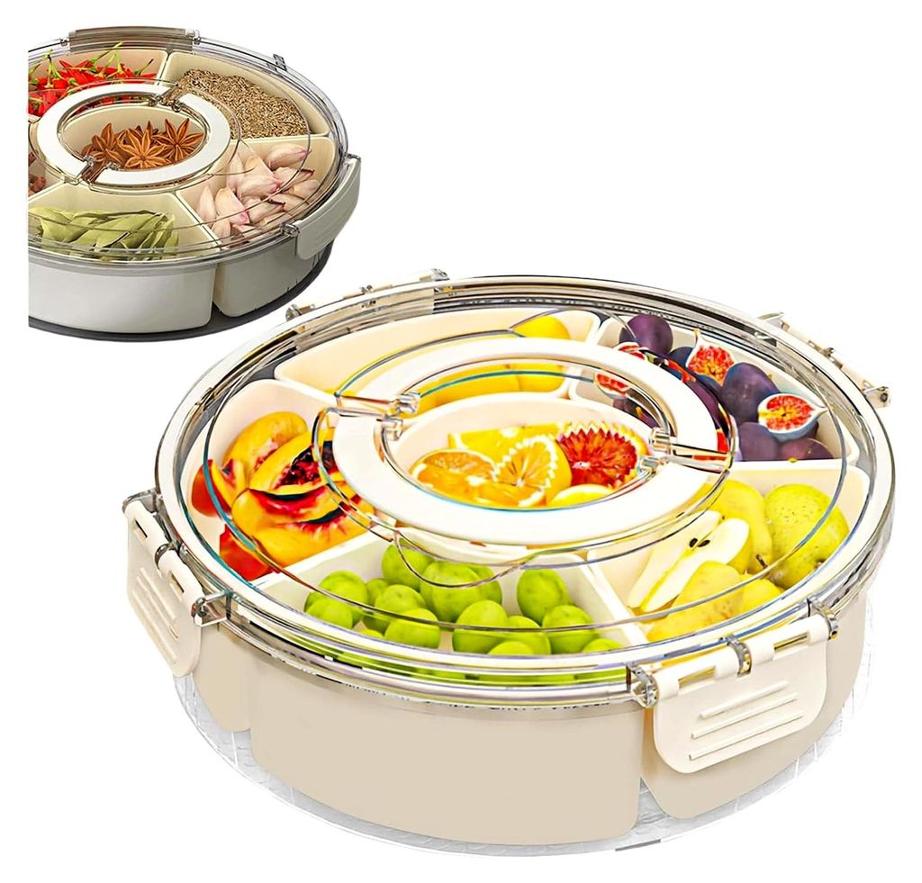 Snackbehälter | 6-Fach Unterteilte Aufbewahrungsbox mit Deckel und Griff, Wiederverwendbarer luftdichter Lebensmittelbehälter für Sandwich, Sala...