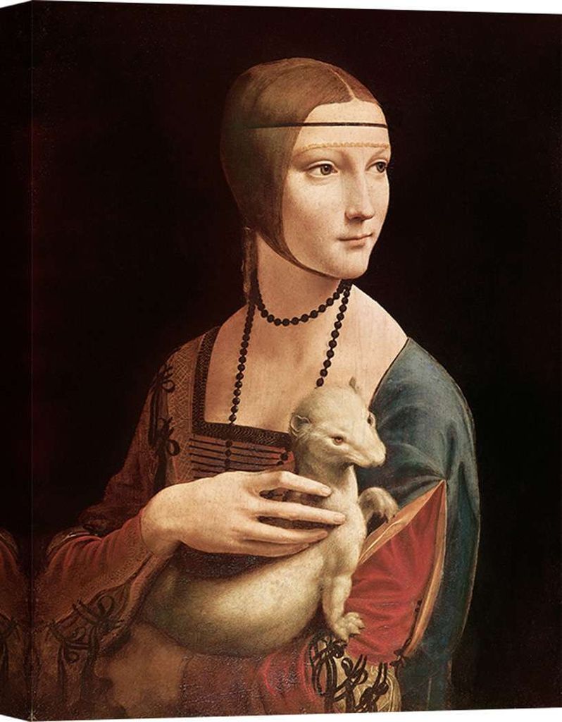Kunstdruck auf Leinwand - Leonardo da Vinci, Die Dame mit dem Hermelin – 70x50 cm
