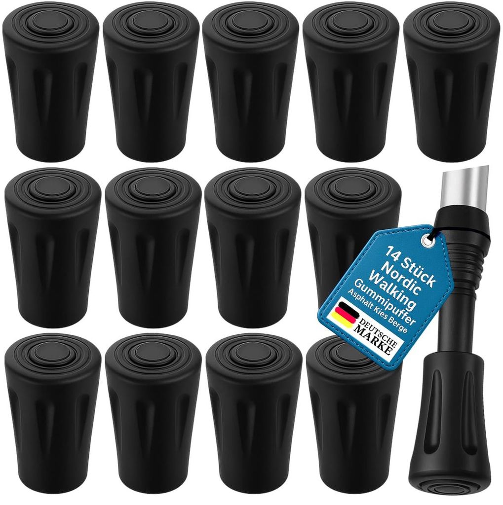 14 Nordic Walking Gummipuffer Pads Asphaltpads Trekking Wander Stöcke Ersatzfüße