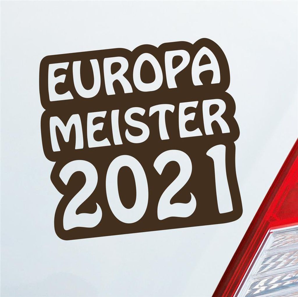 Auto Aufkleber Europameister 2021 Fußball 12x11 cm Braun Sticker Heckscheibenaufkleber