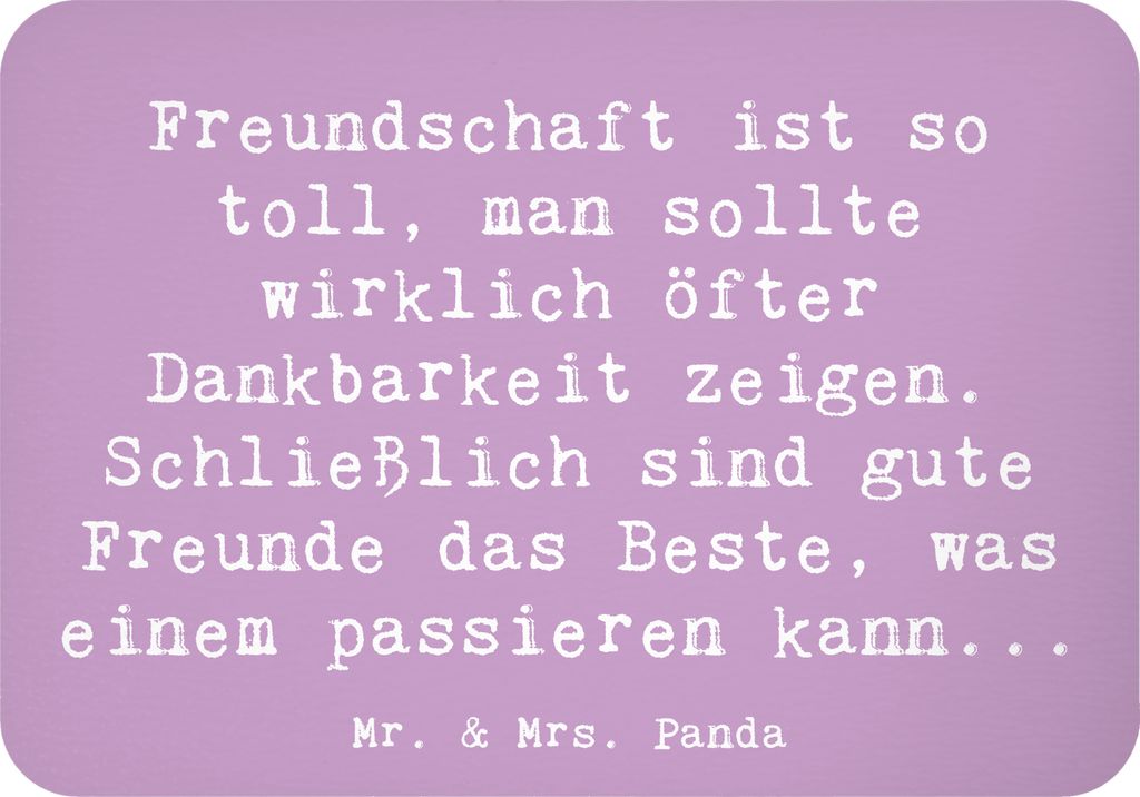 Mr. & Mrs. Panda Kühlschrankmagnet Spruch Dankbarkeit für Freundschaft - Lavendeltraum - Geschenk, ausdrücken, besondere Bindungen, Zitat, Lache...