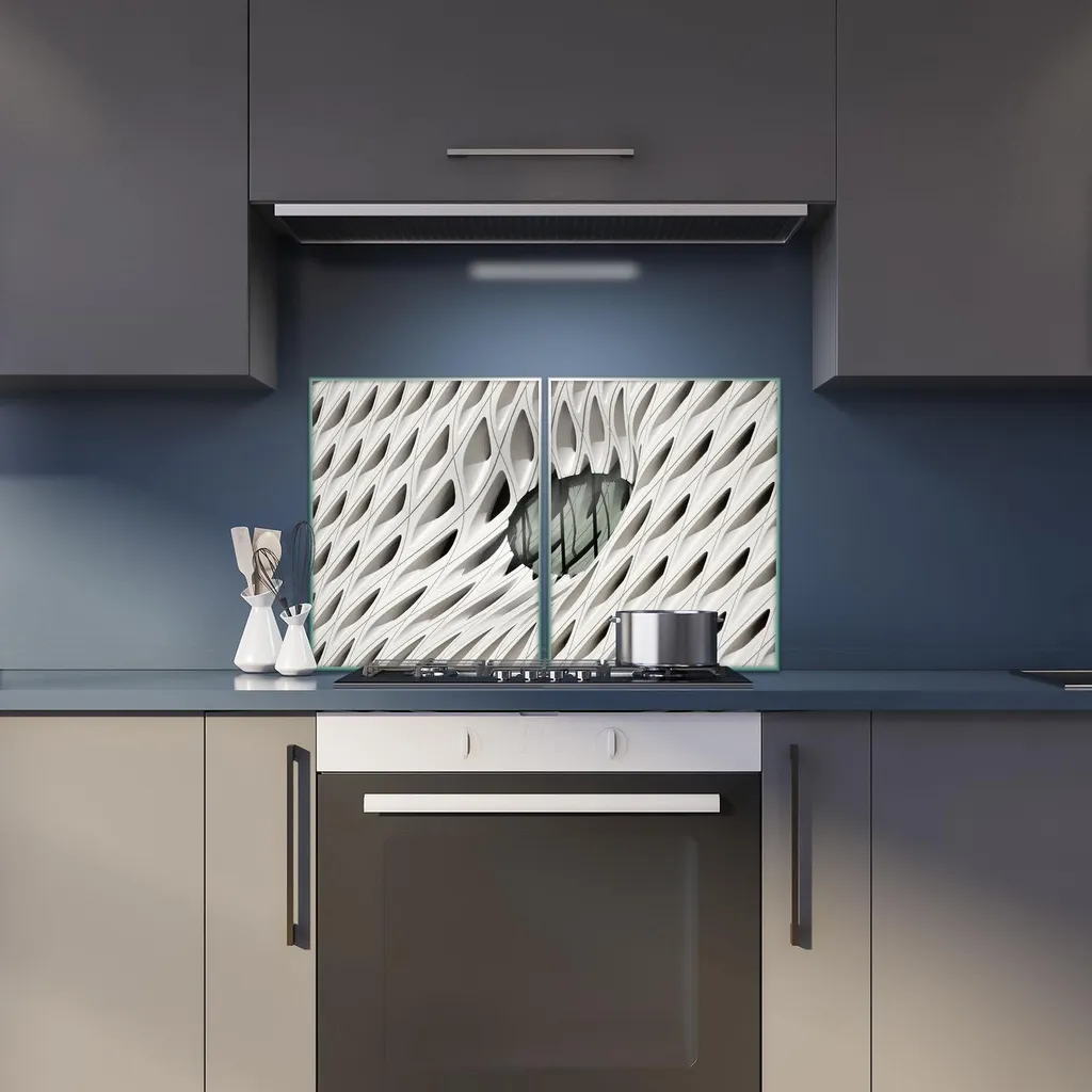 Piastra Copertura Fornelli 2x 40x52 Bianco Astratto | Protezione Top - 6