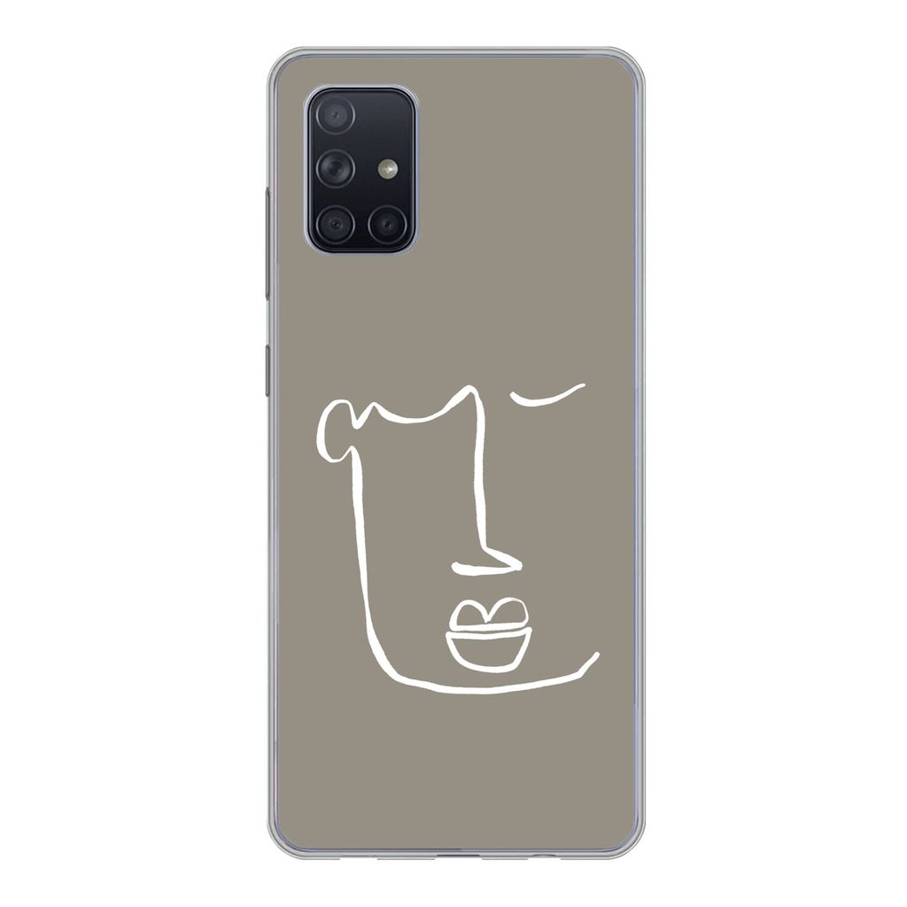 MuchoWow Handyhülle Schutzhülle Hülle für Samsung Galaxy A51 5G Lippen - Abstrakt - Strichzeichnung Silikon Softcase Handy Hülle - Abbildung