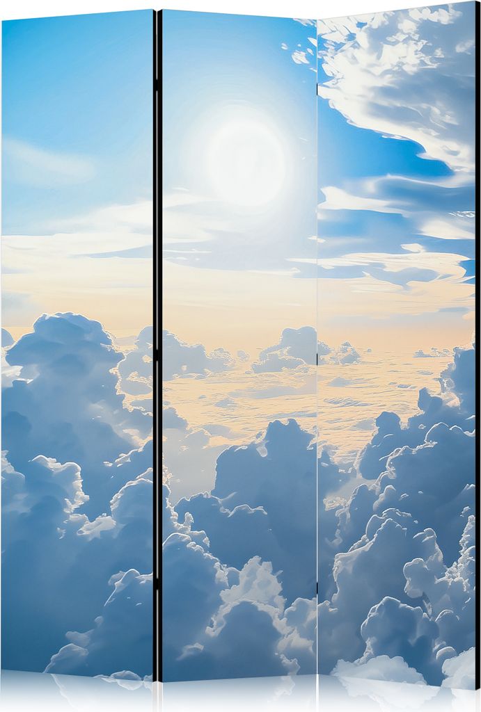 3-teiliger Doppelseitiger Vlies Paravent - Symphony of Light: The Sun and Clouds Collaborating on a Beautiful Sky 135x172 cm Landschaften b-H-10048...