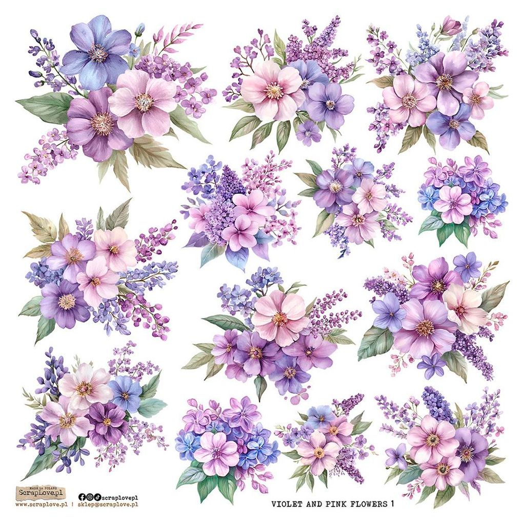 AUFKLEBER ScrapLove Dekor Stickers - Violet and Pink Produktbild 