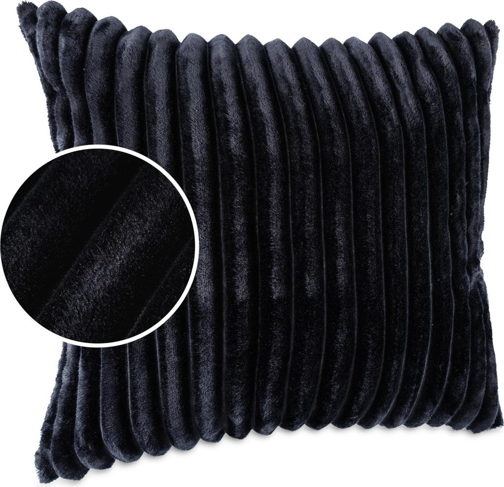 Dekokissen LILLI BIG CORD Velour mit Reißverschluss 60x60cm Einfarbig UNI Schwarzblau Sofakissen pflegeleicht