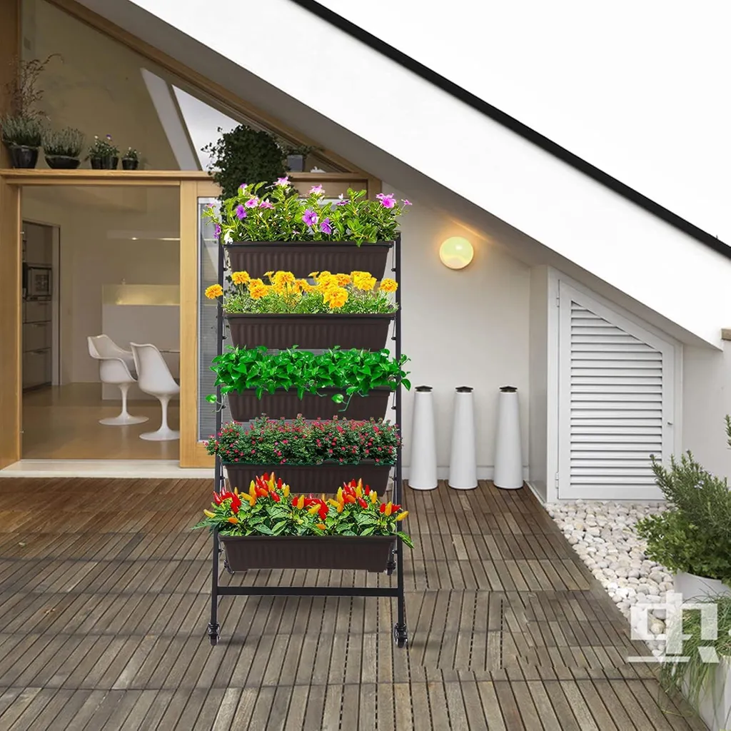 Potager vertical à 5 bacs pour balcon et terrasse, modèle Taille M - 4