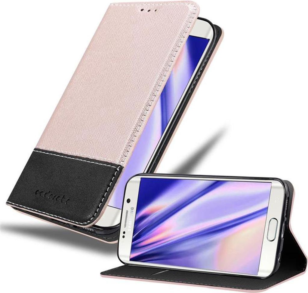 Cadorabo Hülle für Samsung Galaxy S6 EDGE Schutzhülle in Rosa SHandyhülle Book Case Etui Kunstleder