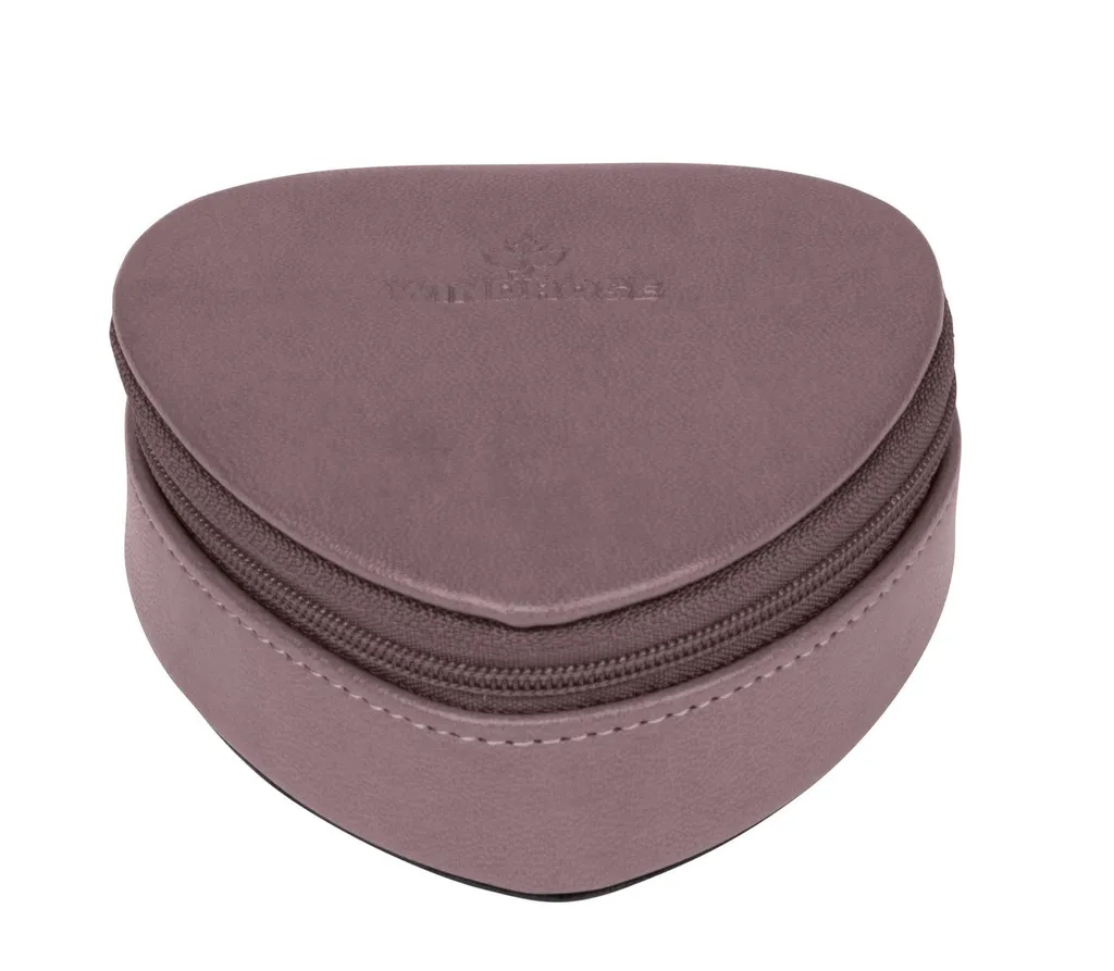 WINDROSE Merino Moda Herzdose Boîte Bijoux Cuir Grey Pourpre avec Miroir